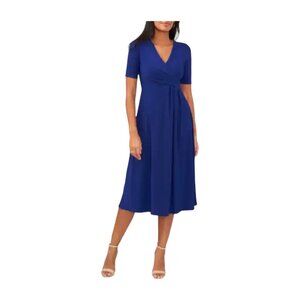 Chaus New York V-Neck Belted Midi Dress. Blue. Medium. $24.00